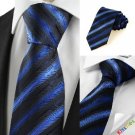 New Striped Blue Black Novelty Unique Men's Tie Necktie Wedding Party Gift #1042