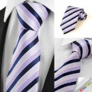 New Striped Lilac Navy Formal Men's Tie Necktie Wedding Party Holiday Gift #1021