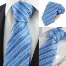 Blue Flora Pattern Striped Men's Tie Necktie Formal Wedding Holiday Gift KT0035