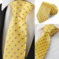 Polka Dot Blue Golden Classic Mens Tie Suits Necktie Wedding Holiday Gift KT1046