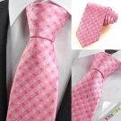 Pink White Cross Check Classic Men' Tie Necktie Wedding Party Holiday Gift KT0042