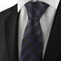 Checked Pattern Purple Black Mens Tie Formal Necktie Wedding Holiday Gift KT1053