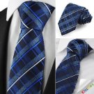 Checked Pattern Navy Mens Tie Formal Suits Necktie Wedding Holiday Gift KT1076