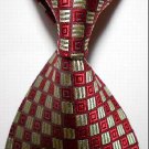 New Checked Yellow Red JACQUARD WOVEN Men's Tie Necktie #3022