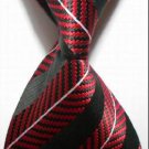 New Striped White Red Black JACQUARD WOVEN Men's Tie Necktie #3015
