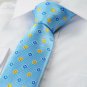 Checked Pattern Blue Golden Mens Tie Formal Necktie Wedding Holiday Gift KT1040