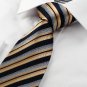 New Striped Golden Black JACQUARD Business Men's Tie Necktie Holiday Gift #1001