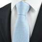 New Checked Blue White JACQUARD Formal Mens Tie Necktie Wedding Party Gift KT0112