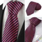 New Striped Pink Black Golden Mens Tie Necktie Party Wedding Holiday Gift KT1050