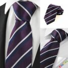 New White Navy Striped Plum Men's Tie Necktie Wedding Party Holiday Gift #1048