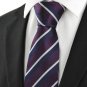 New White Navy Striped Plum Men's Tie Necktie Wedding Party Holiday Gift #1048