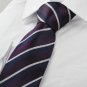 New White Navy Striped Plum Men's Tie Necktie Wedding Party Holiday Gift #1048