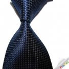 6cm Men's Skinny Tie Blue Checked JACQUARD WOVEN Necktie