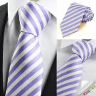 New Striped Purple White JACQUARD Men's Tie Necktie Formal Wedding Gift KT0002