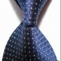 6cm Men's Skinny Tie Navy Crossed JACQUARD WOVEN Necktie
