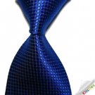 6cm Men's Skinny Tie Royal Blue Checked JACQUARD WOVEN Necktie