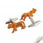 Mens Novelty Carton Tiger Figure with Crystal Eyes Silver Plated Wedding Shirt Party Cufflink CK303