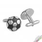 Mens Novel Innovated New Sliver Plated Enamel Black Hobby Soccer Business Wedding Cufflinks CK009