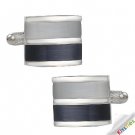 Mens Classic New Sliver Black White Cats-Eyes Stone Strip Formal Business Wedding Cufflinks CK206
