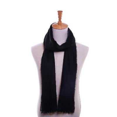 Winter Warm Black Long Soft Napping Scarf