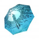 Diving in Ocean with Fishes Foldable Umbrella 8 ribs