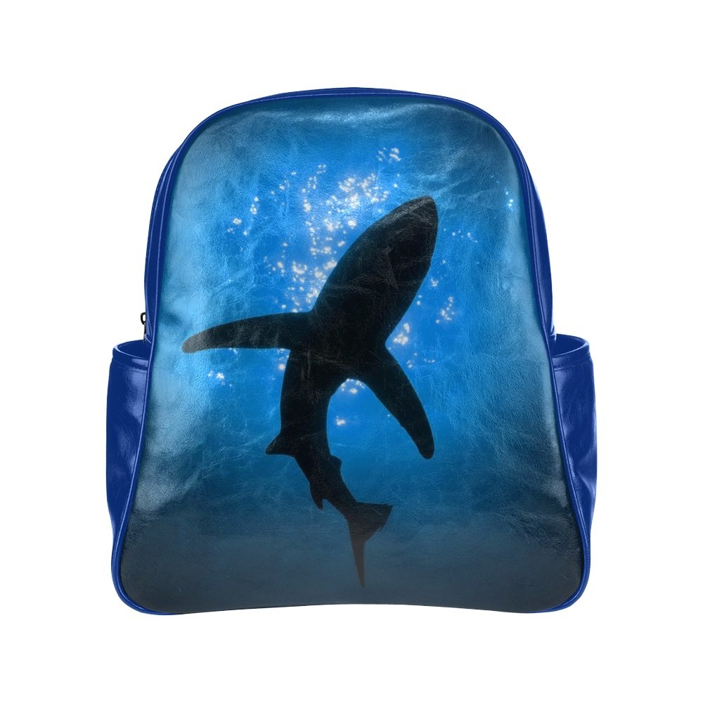 Shark Silhouette Multi Pocket Backpack Bag School Bag Laptop Bag