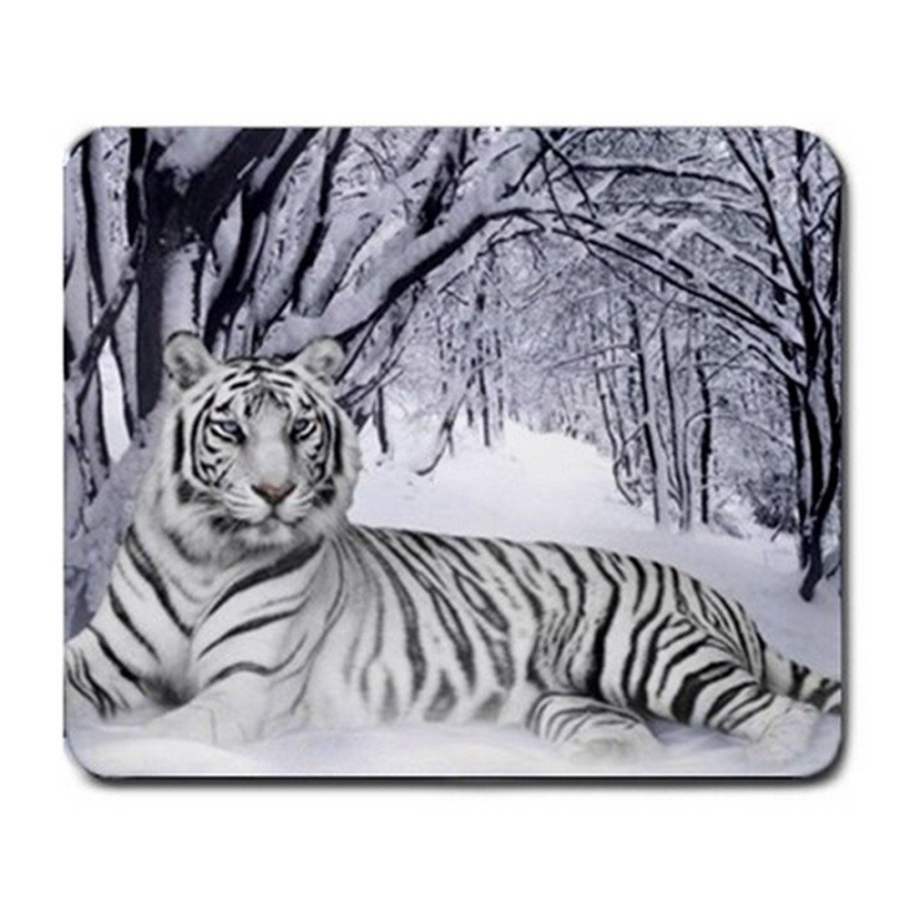 Siberian Tiger Relax Sitting on Snow Winter Mousepad Non Slip Neoprene