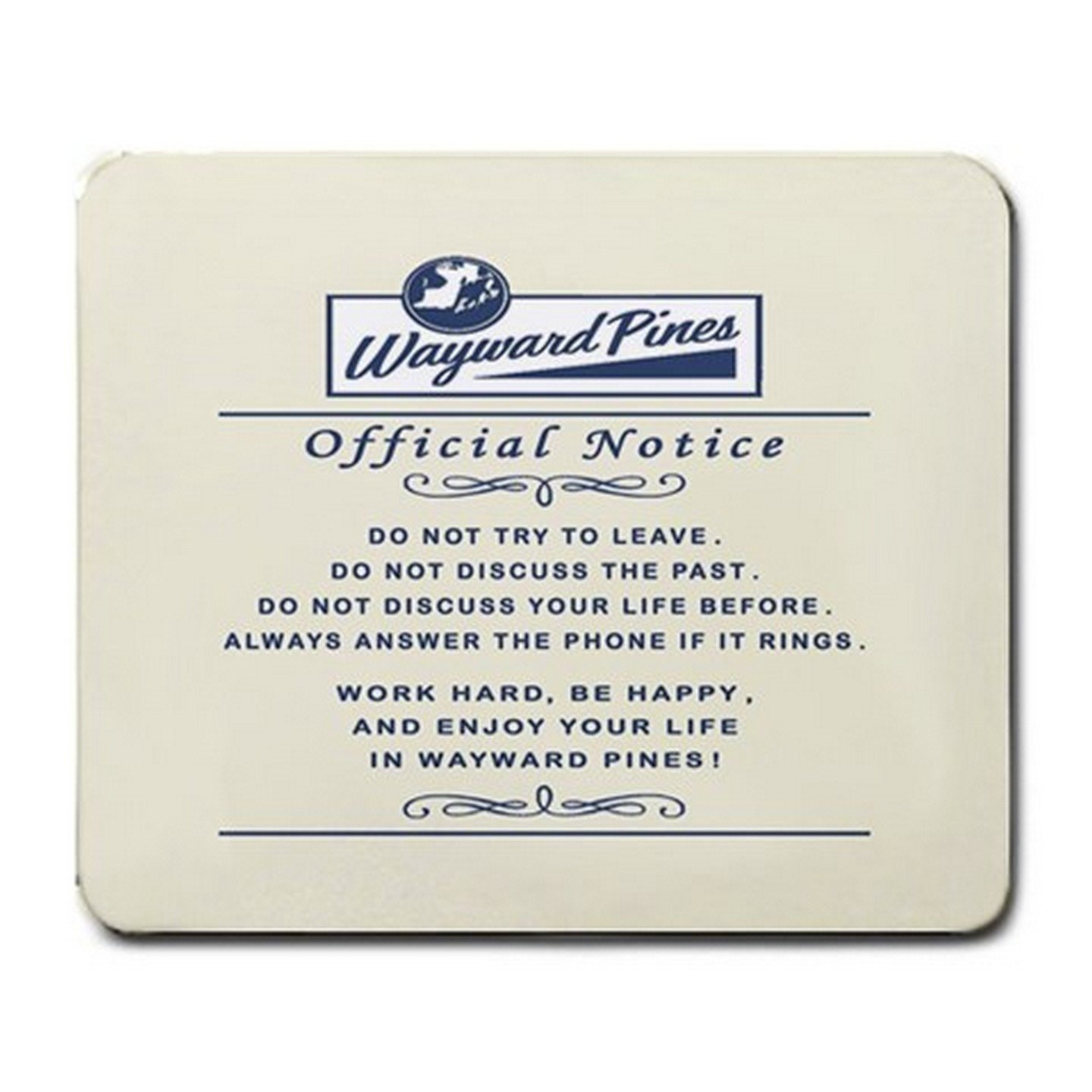 Wayward Pines Rules Mousepad Non Slip Neoprene