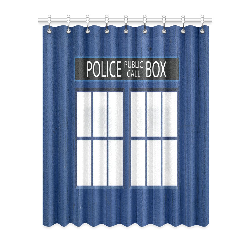 1x Police Box Polyester Window Curtain 52" x 63" (132 cm x 160 cm)