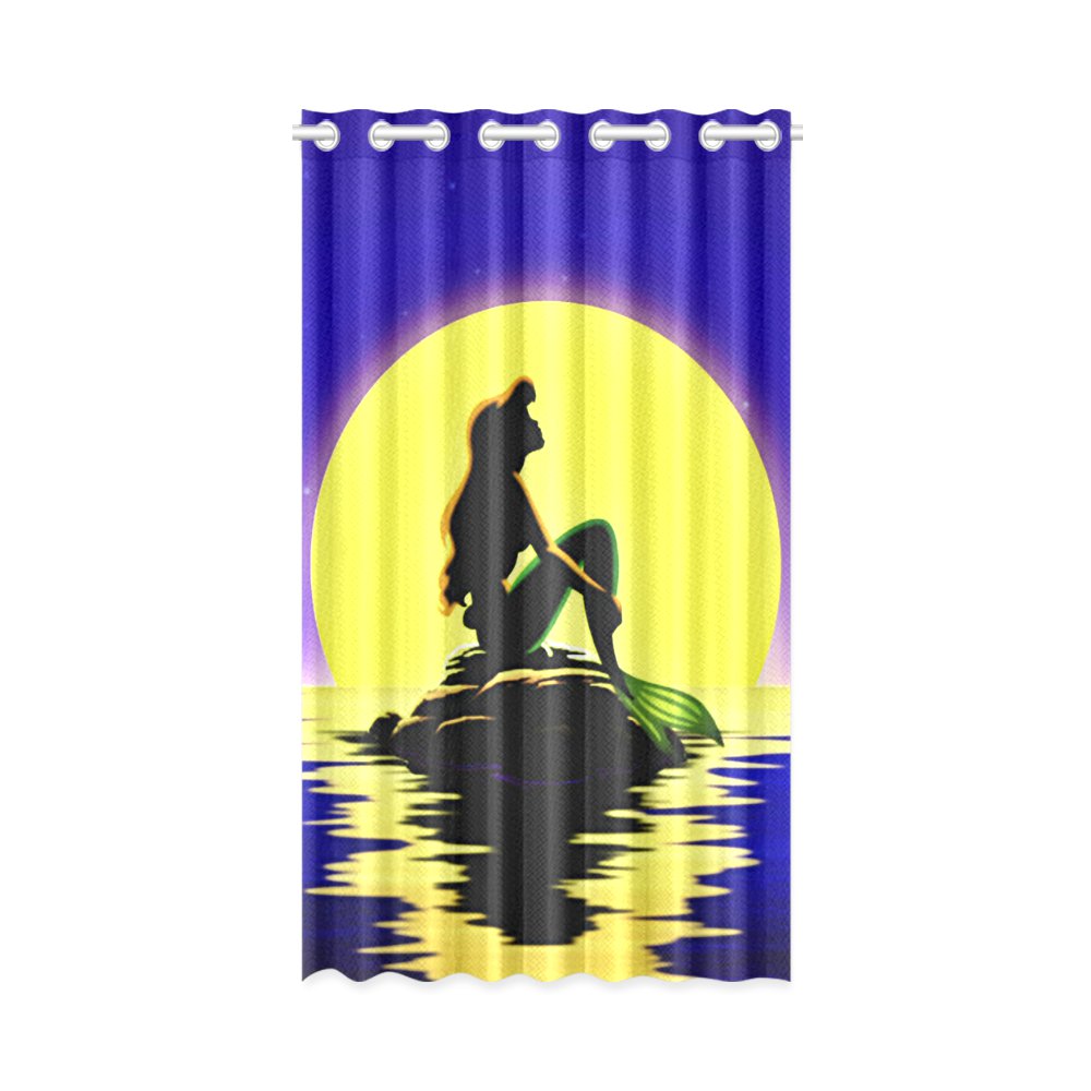 1x Ariel Mermaid Sunset Silhouette Polyester Window Curtain 52" x 84" (132 cm x 213 cm)