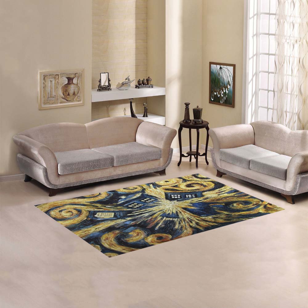 Tardis Police Box Explosion Area Rug size 60"x 39"