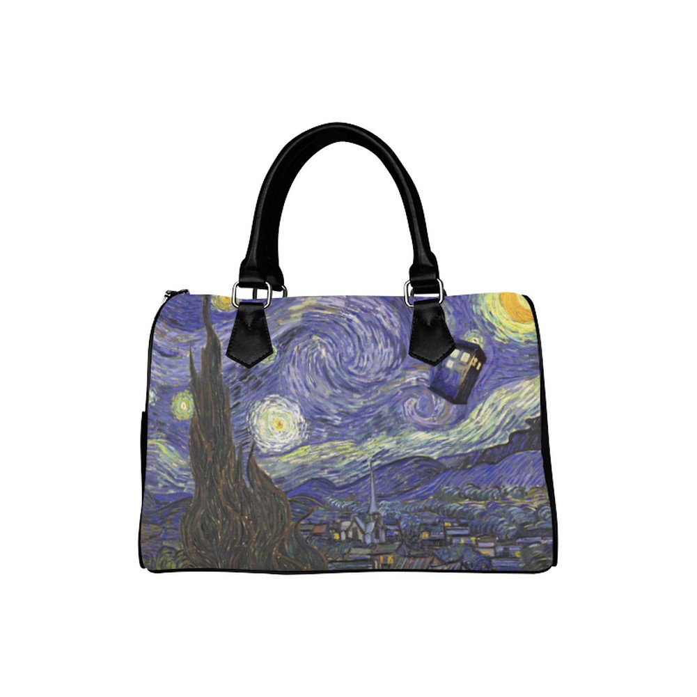 Starry Night feat Tardis Police Box Barrel Type Handbag Bag