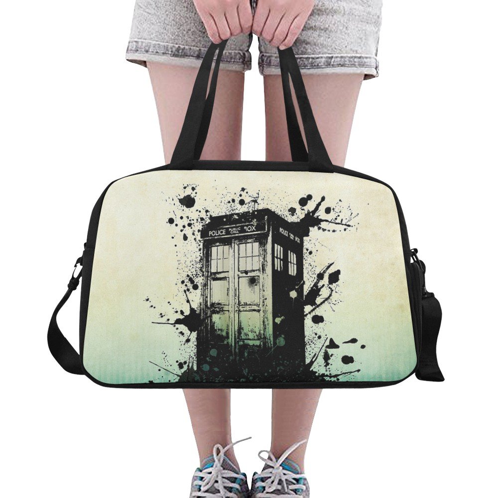 Splashed Tardis Police Box Tote and Cross Body Travel Bag