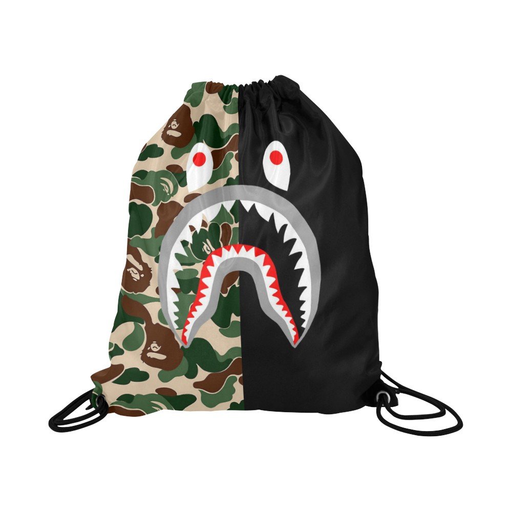 Half Shark Camo Drawstring Bag for Sports or Gym