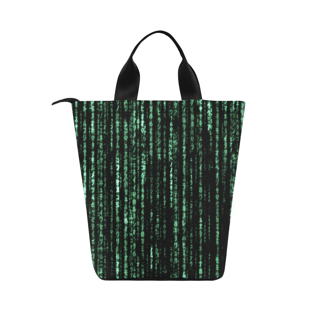 Matrix Computer Coding Nylon Cylinder Lunch Bag