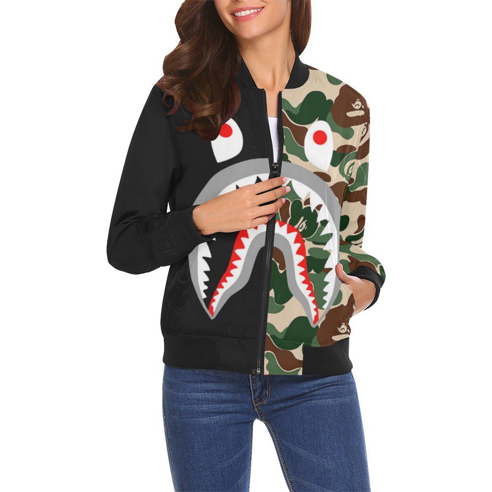 Size 2XL - Shark Camo Women's All Over Print Casual Jacket