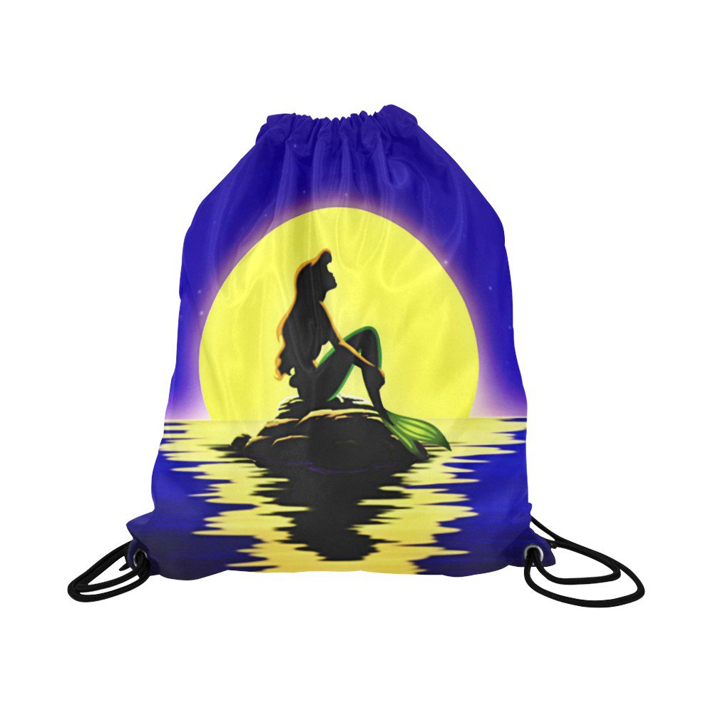 Little Mermaid Silhouette Drawstring Bag for Sports or Gym
