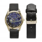 Starry Night feat Tardis Police Box Unisex Round Metal Watch