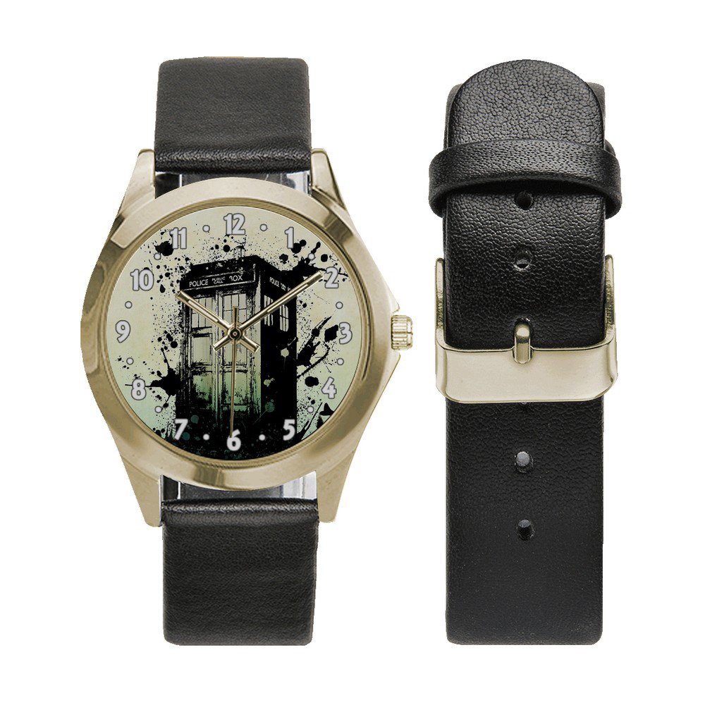 Tardis Police Box Splashed Unisex Round Metal Watch