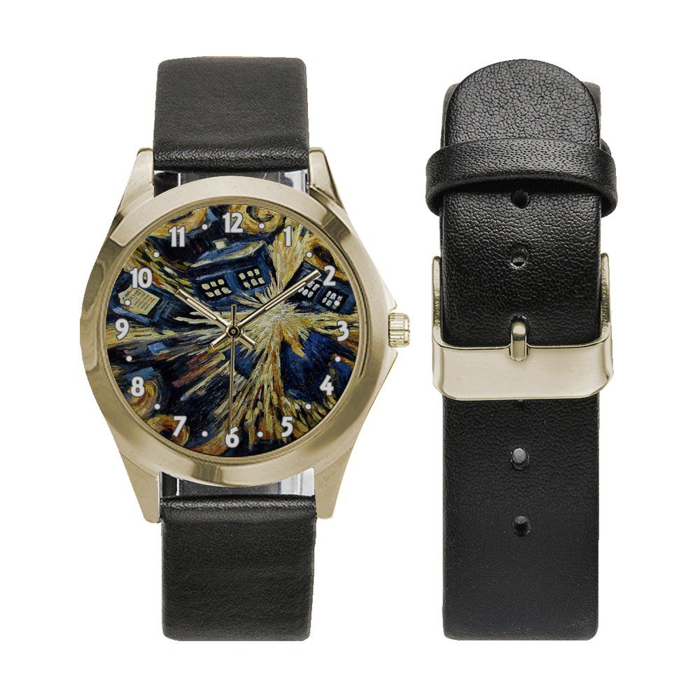 Tardis Police Box Explosion Unisex Round Metal Watch
