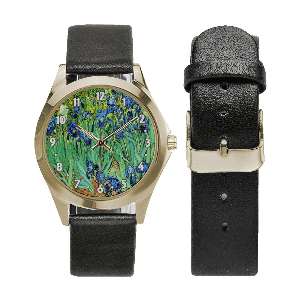 Irises Van Gogh Unisex Round Metal Watch
