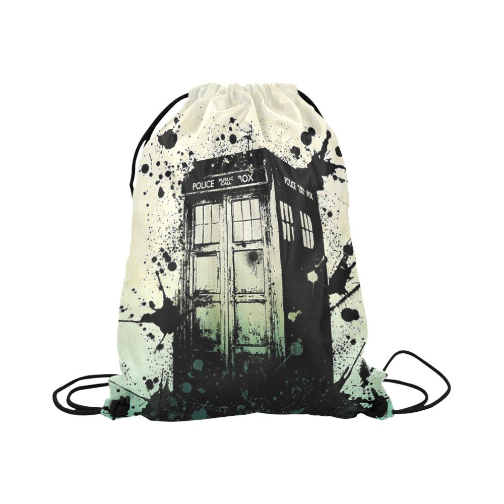 Police Box Tardis Splashed Drawstring Bag for Sports or Gym