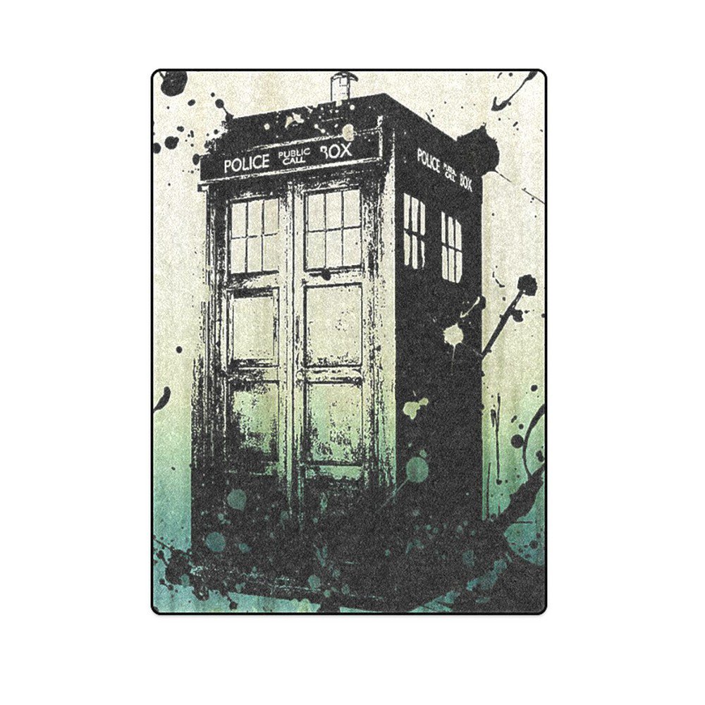 Tardis Police Box Splashed 'One Layer' Fleece Blanket (Large) 58"x80"