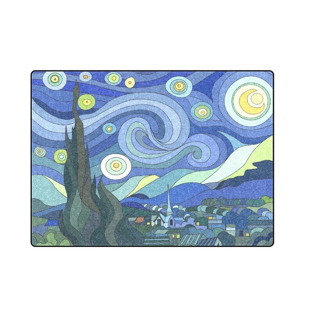 Starry Night Van Gogh Mural Art 'One Layer' Fleece Blanket (Large) 58"x80"