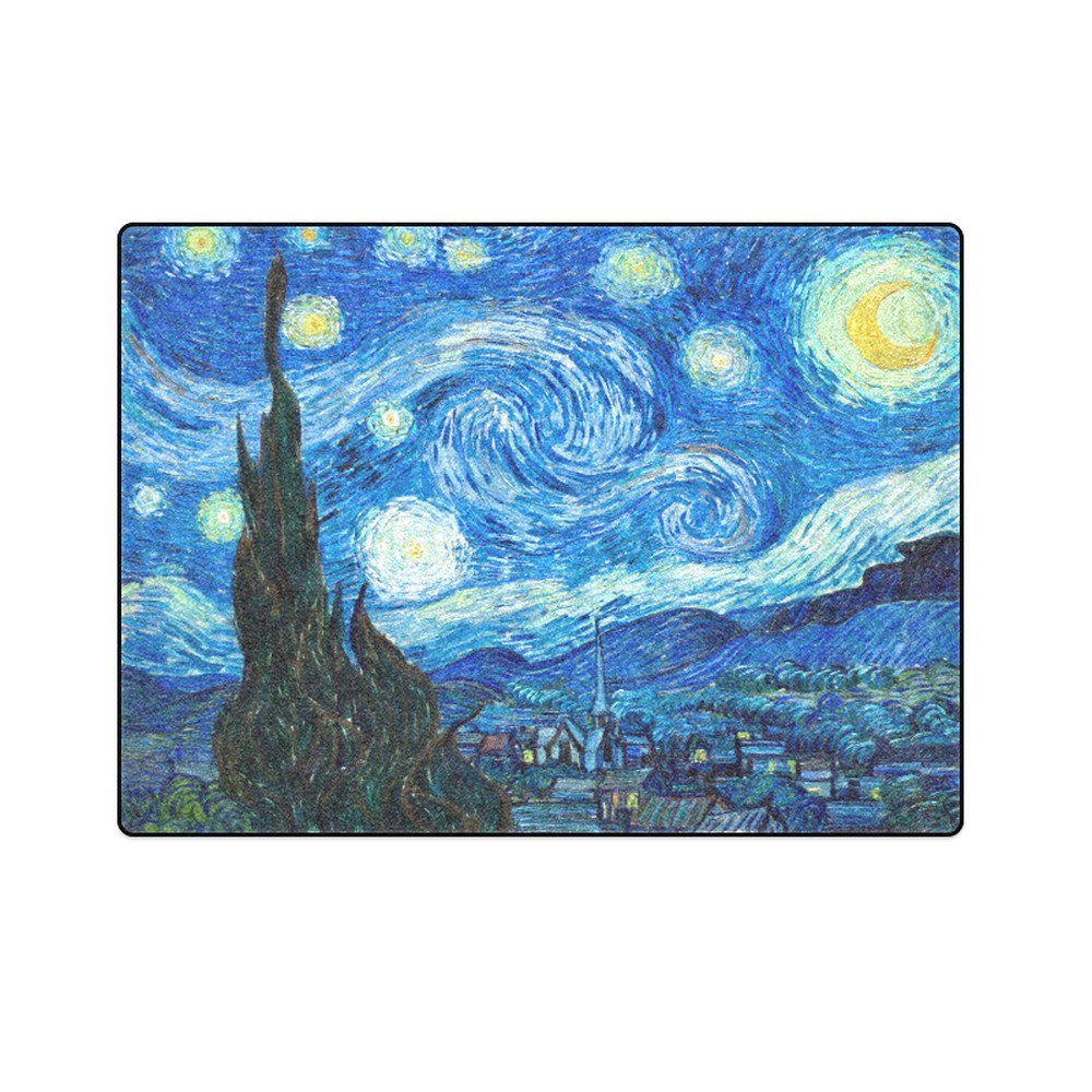 Starry Night Vincent Van Gogh Painting Style 'One Layer' Fleece Blanket (Large) 58"x80"