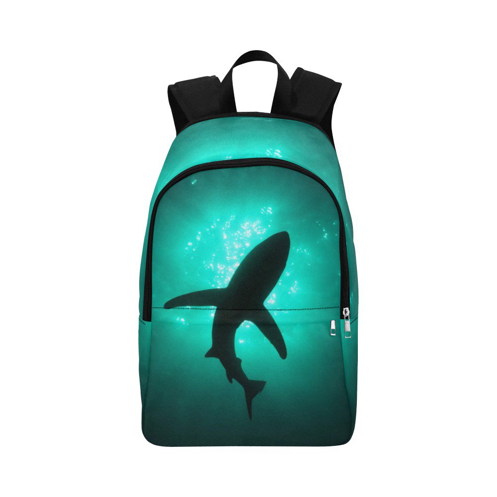 Shark Silhouette in Deep Sea Jedi All-Over Print Adult Casual Waterproof Nylon Backpack Bag