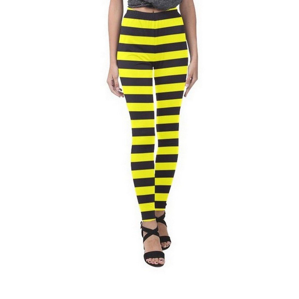 Size L - Bumble Bee Stripes Yellow Black Full Print Leggings