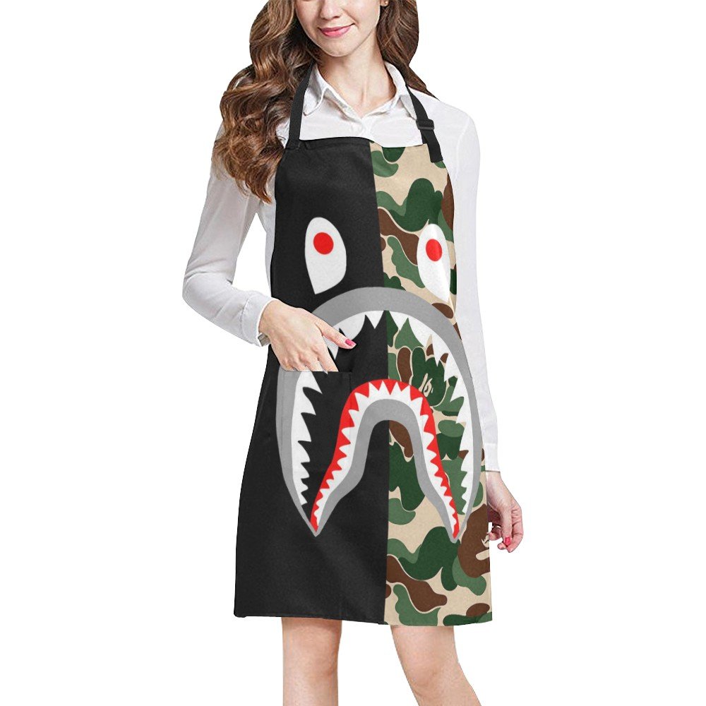 Shark Camo Full Print Apron BBQ Kitchen Cooking with Style