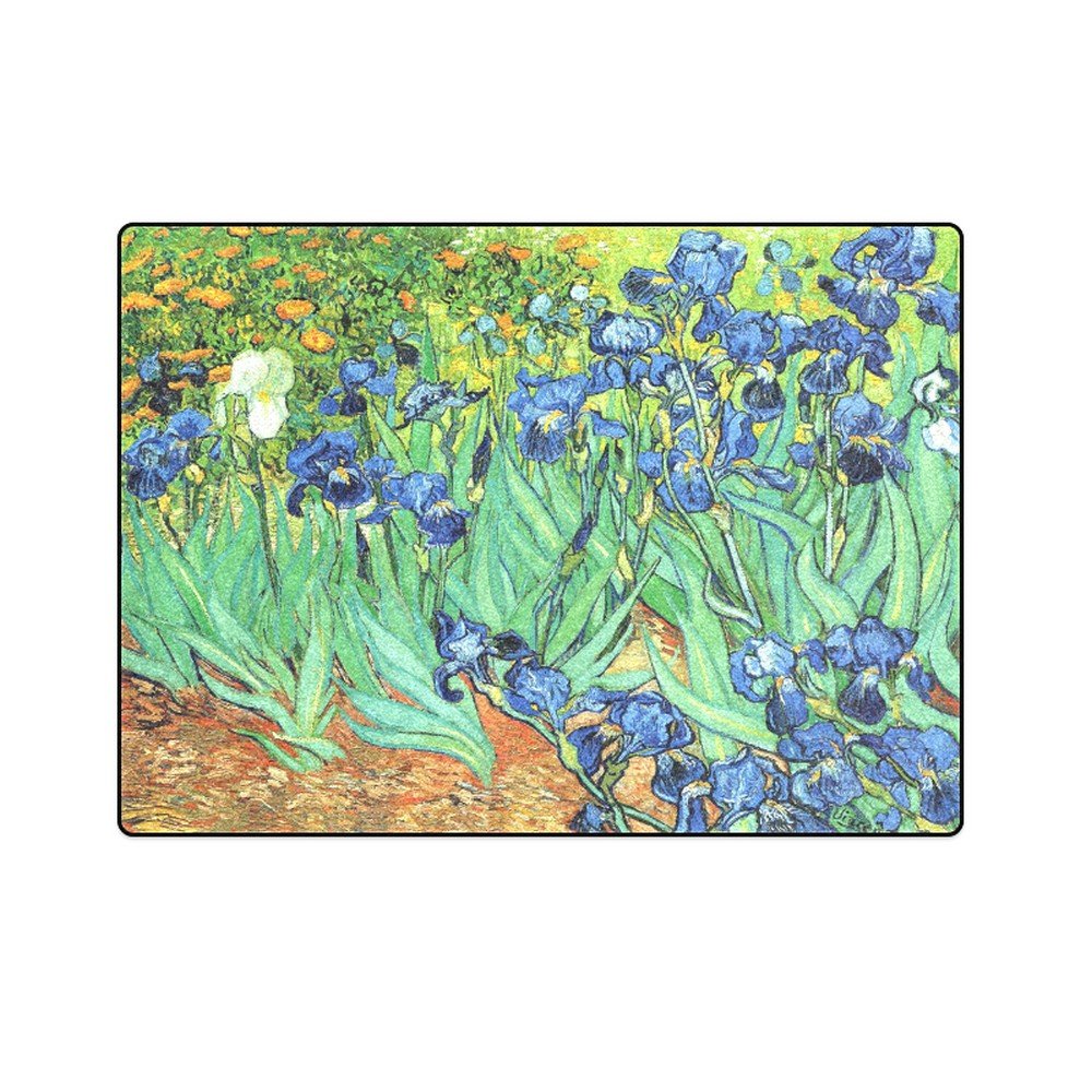 Irises Flower Van Gogh One Layer Fleece Blanket (Large) 58"x80"