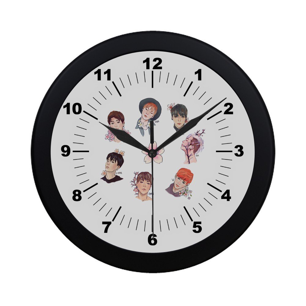 BTS Korean Black Wall Clock